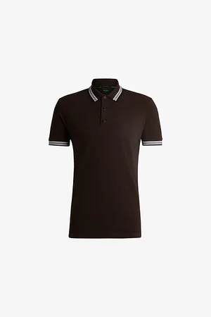 HUGO BOSS Logo-embroidered Stripe Cotton-piqué Polo Shirt