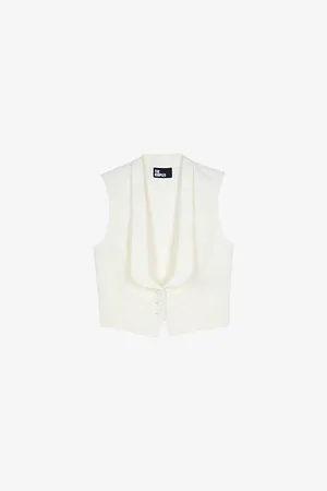 The Kooples Plunge-neck Button-down Cotton-blend Waistcoat
