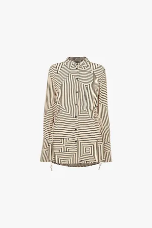 Whistles Angled-stripe Side-tie Woven Shirt