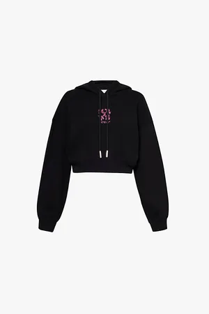 OFF-WHITE Brand Embroidery Boxy-fit Cotton-jersey Hoody