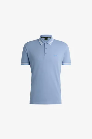 HUGO BOSS Logo-embroidered Stripe Cotton-piqué Polo Shirt