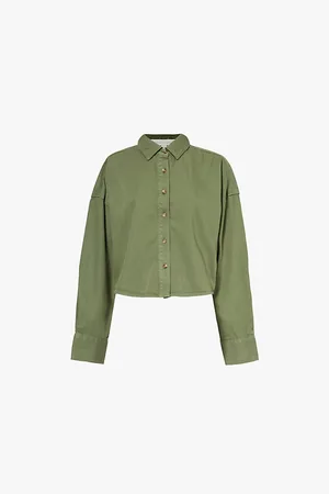Favorite Daughter The Crop Straight-yoke Cotton-blend Shirt