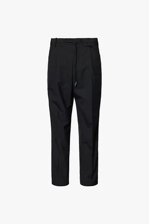 SACAI Drawstring Waistband Slip Pockets Straight Leg Regular Fit Woven Trousers