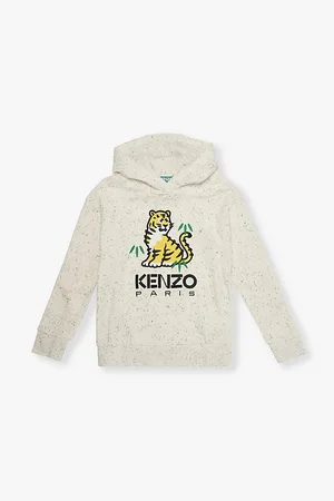 Kenzo Marl Brand-and-tiger-embroidery Stretch-cotton Hoody 2-14 Years
