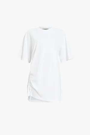AllSaints Naenia Short-sleeve Drawcord Organic-cotton Mini Dress