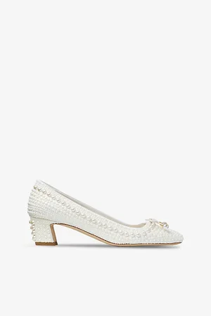 Jimmy Choo Elme 45 Faux Pearl-embellished Satin Courts