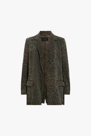 AllSaints Aleida Leopard-print Regular-fit Denim Blazer