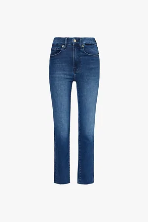 GOOD AMERICAN Good Classic Five Pockets Straight-leg Mid-rise Stretch Cotton-blend Denim Jeans
