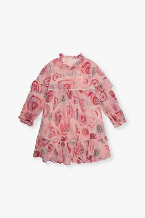 Chloé Ceremony Graphic-print Ruffle-trim Wool Dress 4-12 Years
