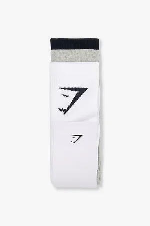 GymShark Branded Pack of Three Cotton-blend Socks