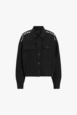 AllSaints Piper Stud-embellished Oversized Denim Jacket