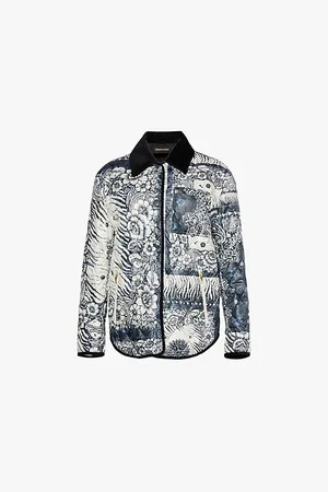 Roberto Cavalli Graphic-print Padded Satin Jacket