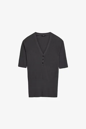 Joseph V-neck Ribbed Wool Top