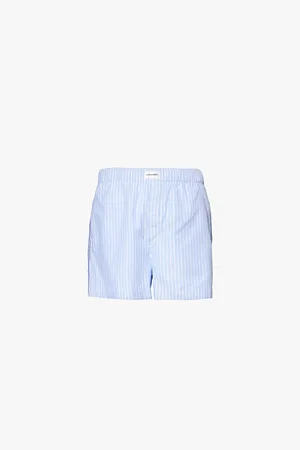 MAGNIBERG Wall Street Stripe Pattern Straight Leg Relaxed-fit Cotton Pyjama Shorts