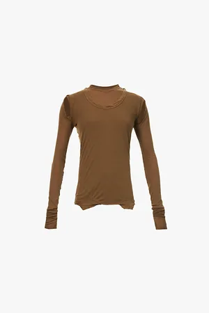 Rick Owens Banana Layered Slim-fit Cropped Stretch-jersey Top