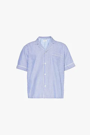 MAGNIBERG Wall Street Stripe Pattern Relaxed-fit Cotton Pyjama Shirt