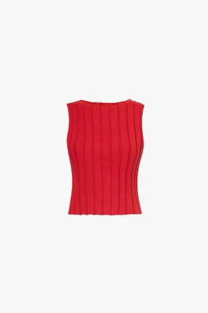 Reformation Callie Cropped Sleeveless Organic-cotton Jumper