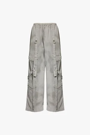 Acne Studios Drawstring-waistband Buckles Wide-leg Relaxed-fit Cotton Trousers