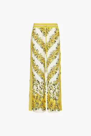 ALÉMAIS Gisela Flower-print Wide Leg High-rise Linen Trousers