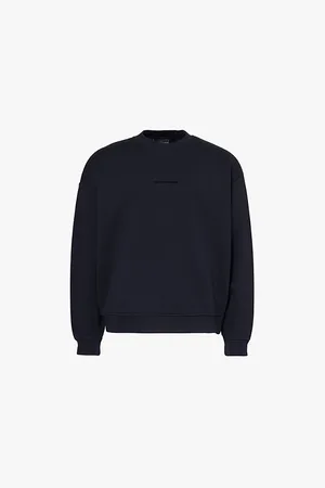 Emporio Armani Flocked-logo Relaxed-fit Cotton-jersey Sweatshirt
