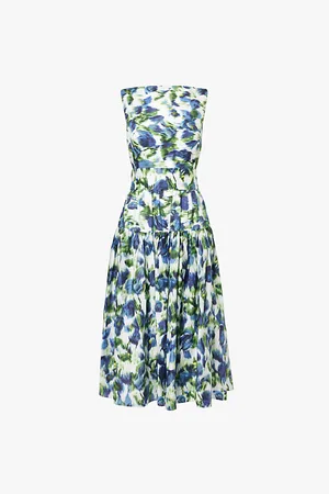 Erdem Sleeveless All-over Print Cotton Midi Dress