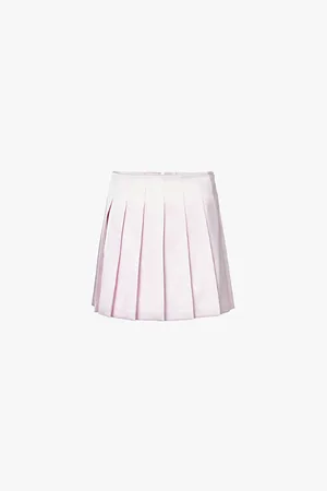 Self-Portrait Pleated Lined Satin Mini Skirt