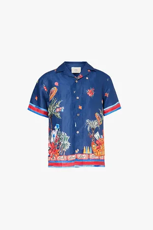 CHE Venetian Graphic Print Relaxed Fit Linen Shirt