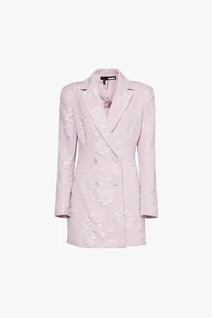 ROTATE Floral-jacquard Double-breasted Recycled-polyester Blend Blazer Mini Dress