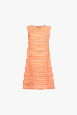 PLEATS PLEASE ISSEY MIYAKE Sheer Sleeveless Shift Pleat-knit Mini Dress