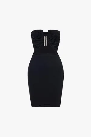 Rick Owens Prong Strapless Ruched-bust Stretch-jersey Mini Dress