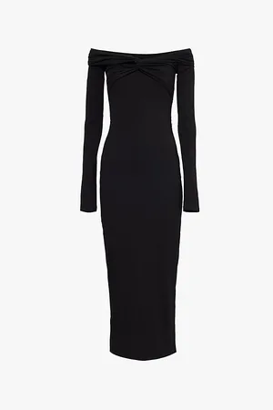 ROTATE Off-shoulder Twisted-knit Stretch-jersey Midi Dress