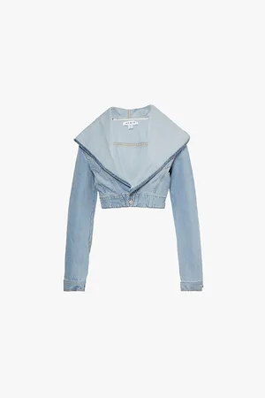 Alaïa Hood Cropped Denim-blend Jacket