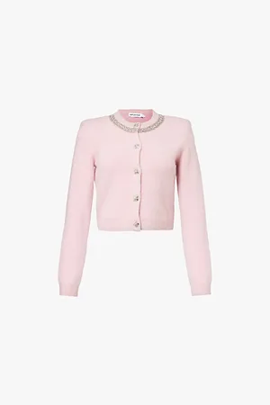 Self-Portrait Rhinestone-embellishment Padded-shoulders Knitted Cardigan