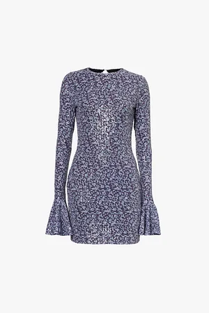 ROTATE Sequin-embellished Abstract-print Stretch-recycled-polyester Mini Dress