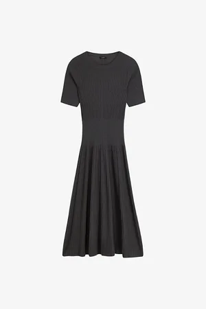 Joseph Short-sleeved Ribbed Wool Midi Dress