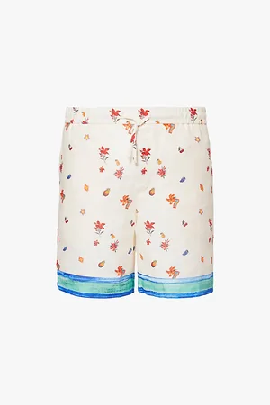 CHE Bellagio Graphic Print Straight Leg Relaxed Fit Linen Shorts