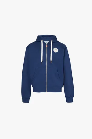 Casablanca Temple Patch Zip Rubberised Branding Regular-fit Organic Cotton-jersey Hoody