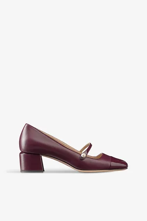 Jimmy Choo Elisa 45 Faux Pearl-embellished Patent-leather Heeled Courts