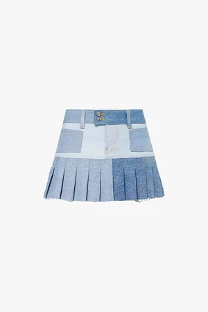 EB DENIM Ricci Pleated Denim Mini Skirt