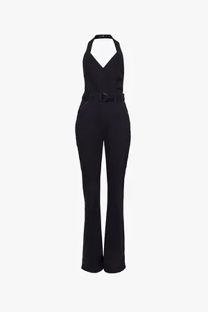 Paige Manhattan Halter-neck Straight-leg Slim-fit Stretch-woven Blend Jumpsuit