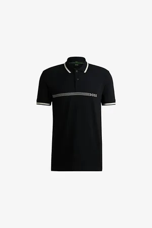 HUGO BOSS Stripe-logo Regular-fit Stretch Cotton-blend Polo Shirt