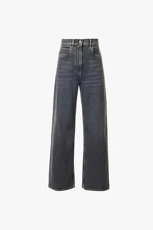 Etro Brand-patch Wide-leg Mid-rise Stretch-denim Jeans