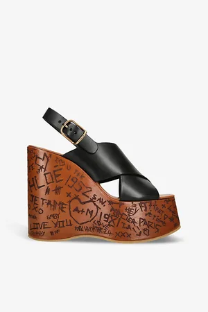 Chloé Maxine Engraved-sole Cowhide Wedge Sandals