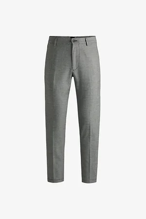 HUGO BOSS Micro-check Tapered-leg Regular-fit Stretch Woven-blend Trousers