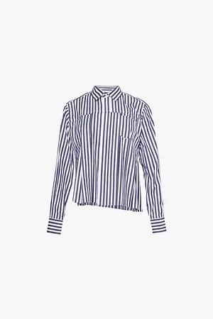 SACAI Stripe-pattern Pleated Cotton-poplin Shirt