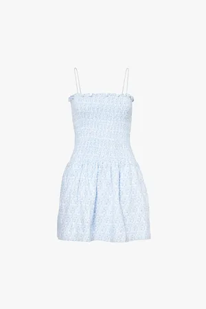 FAITHFULL THE BRAND Geriba Shirred-bodice Linen Mini Dress