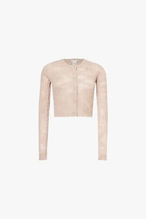 Acne Studios Kikos Cropped Ribbed Linen-blend Cardigan
