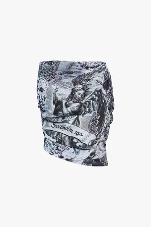 Acne Studios Asymmetric Graphic-print Crepe Top