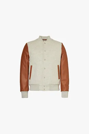 ELEVENTY Leather-sleeves Regular-fit Wool-blend Down Jacket
