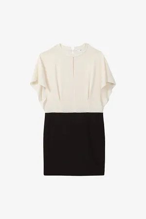 Reiss Marlowe Colour-block Draped Woven Mini Dress